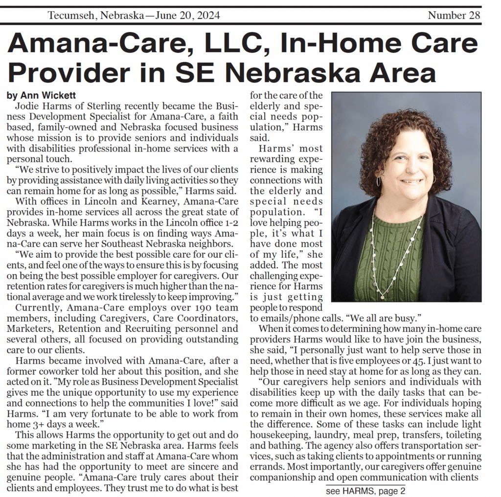 AmanaCare LLC In-Home Care Provider in SE Nebraska Area